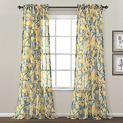 Lush Decor Dolores - Coppia di tende da finestra, 213,4 x 132,1 cm, colore: Giallo