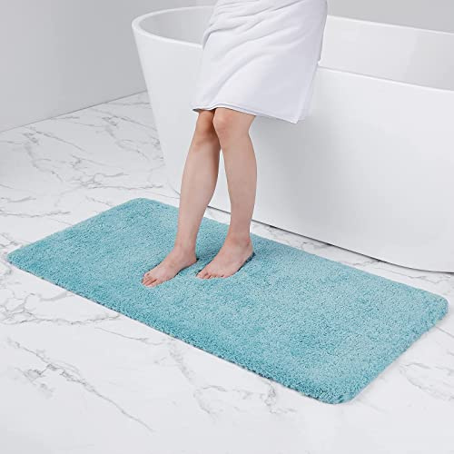 Homaxy Weich Hochflor Badezimmerteppich, Badematte, 60 x 120 cm, Hellblau