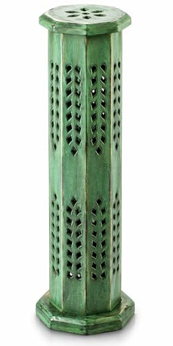 Hölzerne Räucherstäbchen & Kegelbrenner Halter Turm Große Bio Eco Friendly Ash Catcher Agarbatti Halter Rustikale Art Hand Geschnitzt für Meditation Yoga Aromatherapie Home Duft Produkte