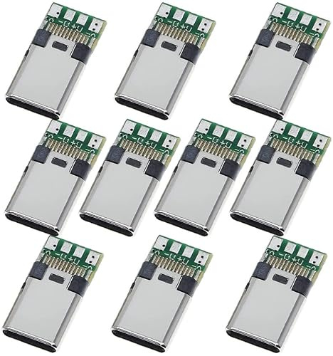 PENGLIN 10PCS USB 3.1 Typ C Stecker Breakout Board | USB C Stecker Lötbar Modul,USB C Männlich DIY Platine