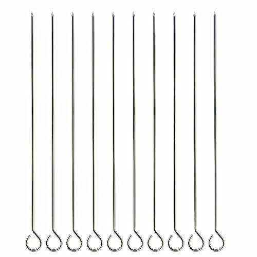 iPEAK 12Pcs BBQ Skewers Stainless Steel Grill Kebab Skewer 30cm Long Reusable Metal Barbecue Skewers