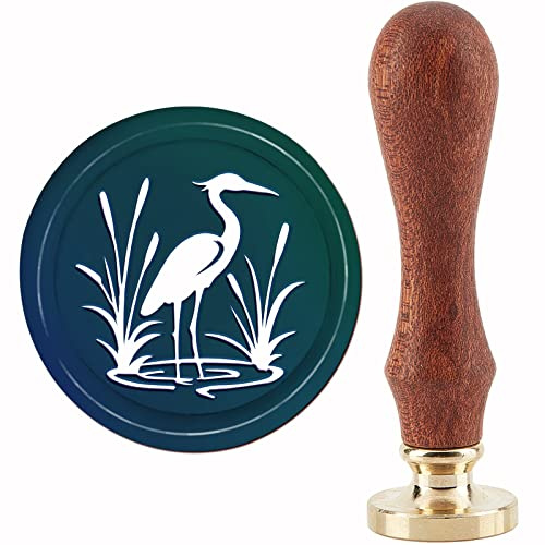 craspire Reiher-Wachs-Siegel-Stempel Vogel-Siegelwachs-Stempel Reed 30 mm/1.18 Zoll Abnehmbarer Messingkopf-Siegelstempel Mit Holzgriff Für Einladungen, Karten, Geschenkverpackung