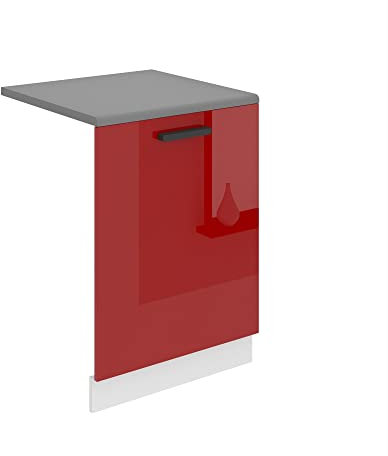 BELINI | Pannello anteriore per lavastoviglie 60 cm | Pannello frontale da cucina per lavastoviglie con manico | con battiscopa | 60 x 71,5 x 1,6 cm | rosso lucido