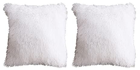 2er Set Kissenbezug, Weich Kissenhülle, Künstlich Pelz Flauschig Kissenbezüge Sofakissen Dekorativ Couchkissen, Zierkissenbezüge Künstlich Pelz Sofakissen Cuddly Fellkissen für Sofa Wohnzimmer 40x40cm