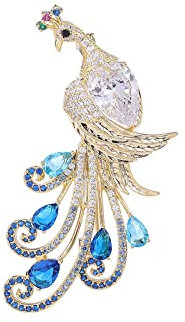JadeAngel Pfau Brosche Pins für Frauen Mode Zirkonia Phoenix Pin Broschen für Hochzeit Geburtstag Brosche Schmuck Geschenk, Messing, Zirkonia