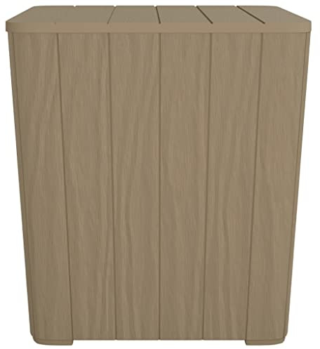 Makastle PP Gartentisch Beistelltisch Loungetisch mit Stauraum, Deckel Abnehmbar, Hellbraun Holz-Optik 38,5 x 38,5 x 42 cm