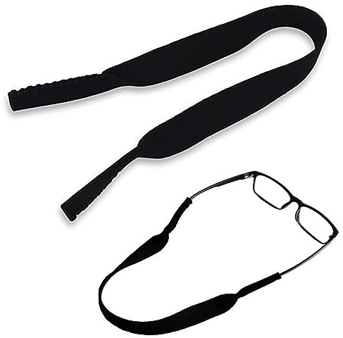 RUOJLING 2 Pack Sports Band for Glasses, Sunglasses - Neoprene Elastic Cord Retainer Strap Band, for Outdoor Hiking, Running, Swimming, Jogging, Skiing - Men, Women, Kids (Black)