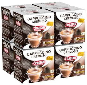 CRASTAN 1870 - Capsule compatibili Dolce Gusto - Cappuccino Cremoso - 8 box da 10 capsule - Totale 80 capsule - Da zuccherare a piacere