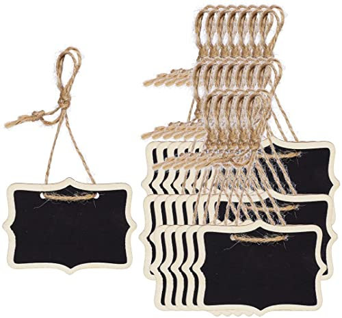 XYWHPGV 20pcs Mini Tafeln Schilder mit hängendem Seil Holz Rechteck Design Tafel Tag für Hochzeiten Geburtstagsfeier Message Board Schilder Tischnummer Erinnerung Preisschild Board(95c0e 21a67 7c5c7