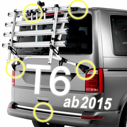 JAWERK Schutzfolie für Fahrradträger VW T6 Transporter (ab 2015) - 5 TLG. - TRANSPARENT Klar Heckträger, Lackschutz, Kratzschutz, Selbstklebend, Autofolie