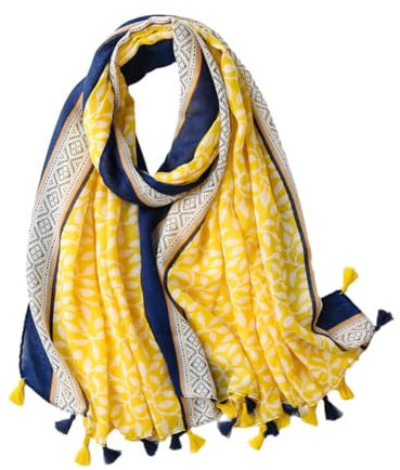 osiuujkw Stilvoller und weicher Damenschal für den Winter, hautfreundliche Geschenke, Polyester Winterschal für Damen, Sommerschal für Damen, Gelb