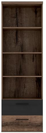 Forte Jacky Bücherregal 2, Holzwerkstoff, Edeleiche/Edeleiche mit Text/Schwarzeiche, B x H x T: 220,1 x 210,5 x 62,5 cm