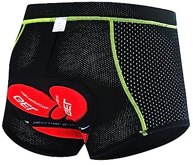 Towintec Mens Cycling Underwear Shorts 5D Gel Padded Bike Bicycle MTB Liner Undershorts Breathable Shockproof Quick-Drying Motorcycle Underpants (Green Line,M)