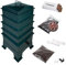 Billiebin | Lombricomposteur 4 Plateaux Kit Complet | 150gr de vers de Compost | Substrat de démarrage + Bloc de Coco + Accessoires | Intérieur, Balcon et Jardin (Vert)