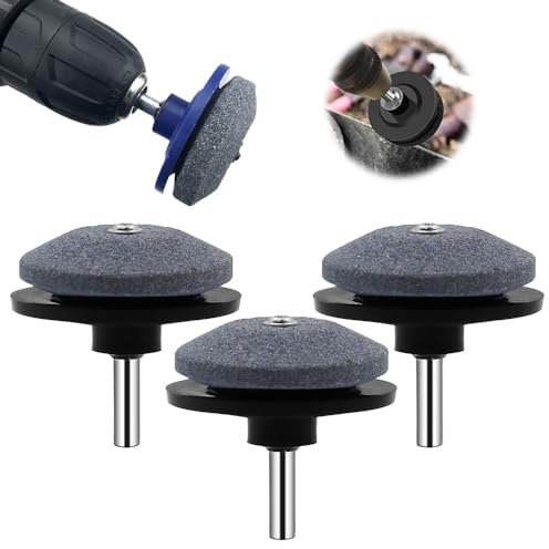 Lawnmower Dull Blade Sharpener, 2024 Newest Lawn Mower Blade Sharpener Kits Lawn Mower Blade Sharpener Tool, Universal Lawnmower Blade Sharpener for Any Power Hand Drill Gift for Man (Blue 3PCS)