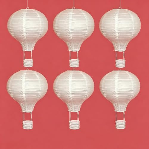 Faroles de papel blanco de 12 pulgadas (6 paquetes) decorativos chinos/japoneses, lámparas de papel redondas para cumpleaños, bodas, Navidad, novia, decoración del hogar, decoración de fiestas (globo