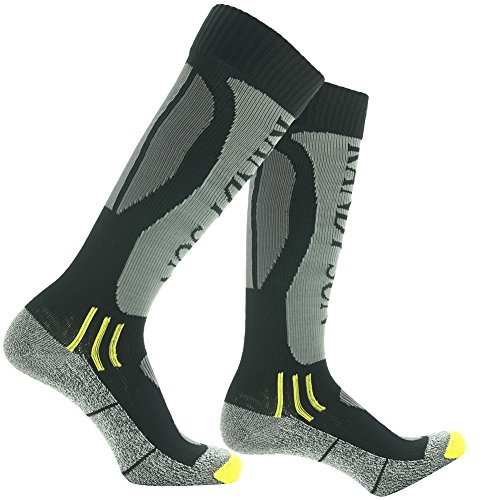 RANDY SUN Wasserdichte Skisocken, [SGS zertifiziert] Unisex Atmungsaktive Angeln Wandern Trekking Kniehohe Socke 1 Paar,Grau&Schwarz L