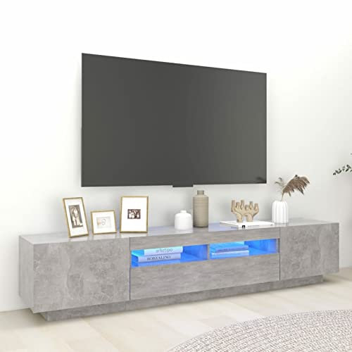IKAYAA TV Cabinet with LED TV tables for living room TV unit TV Stand Sideboard Entertainment Centre TV Console Media Unit HiFi Cabinet for Living Room Bedroom-concrete grey-200x35x40 cm