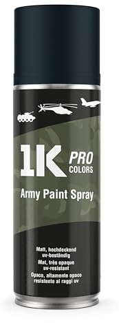 Militär-Farbspray Army 1K PRO – 400ml Spraydose matt, Militärfarbe, UV und wetterfest, schnelltrocknend, DIY Projekt - RAL9021 Schwarz