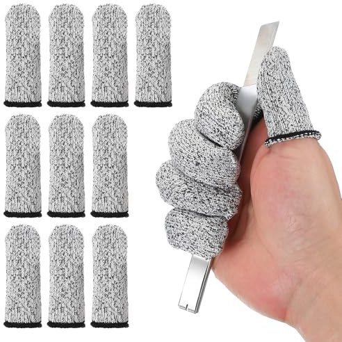 PATIKIL Skärbeständiga fingertoppsskyddskåpor 3,2 x 1,2 tum, 10 stycken återanvändbara anti-skär-fingerfodral för köksarbete, skulpturer och trädgårdsarbete, grå