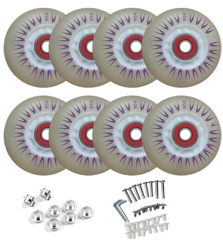 ANWEALTH 8er Pack Leuchtende Inline Rollen 68 mm 72 mm 76 mm 80 mm Inline Skate Rollen Rollschuh Skating Räder für Indoor Outdoor mit Lager 70 mm für Skating im Freien und drinnen (70 mm)