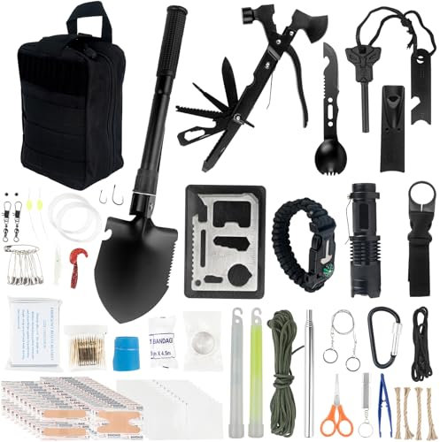 Survival Kit,137Pcs Survival Gear First Aid Kit, Camping Accessories, Family Emergency Kit for Outdoor Adventure, Hiking, Hunting, Earthquake Gifts for Men Women