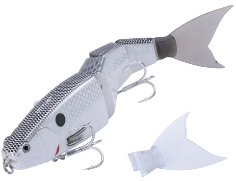 Goture Kunstköder Hecht Mit austauschbarem Fischschwanz, Hecht Köder, Wobbler Swimbait Topwater Angelköder für Segment Schwimmköder, lebensechtes Angelköder-Set Fisch Köder für Zander Barsch Forellen