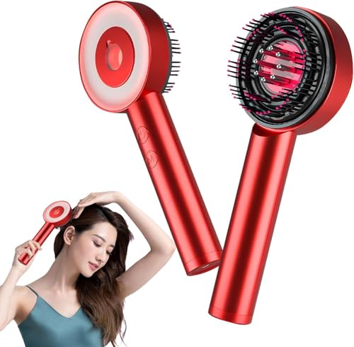 Brosse de Massage du Cuir Chevelu, Étanchéité IPX7 Masseur de Tête Électrique Multifonctionnel avec 3 Modes Fonctionnels et Lumière Rouge pour Détente du Cuir Chevelu Soins Capillaires Spa