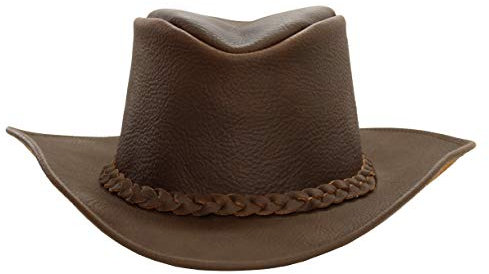 Outbacker Cowboy Leder-Hut mit formbarer Krempe und UPF 50+ Schutz, Größe S, XL und XXL Farbe bark, Größe XXL | 62-63 cm