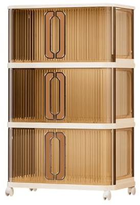 60L Aufbewahrungsbox mit Rollen, Stapelboxen mit Deckel, PP Aufbewahrungsbox, faltbar mit Rollen, Kisten Aufbewahrung mit Deckel, Boxen Stapelbar, Kisten mit Deckel Aufbewahrung (Kaffee, 60L)
