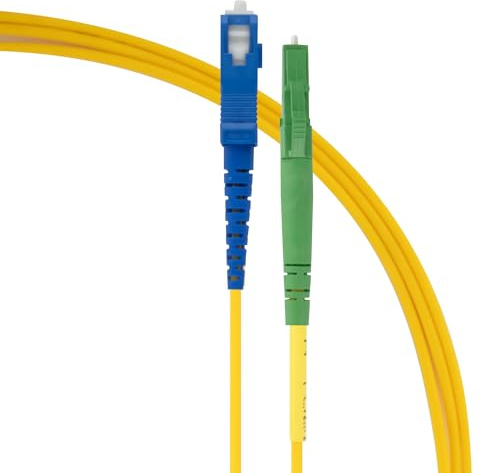 SeKi Simplex LC/APC - Cable de fibra óptica (0,5 m, 8° a conector SC/UPC, 9/125 μm, OS2, cable de fibra óptica, LSZH, color amarillo, monomodo)