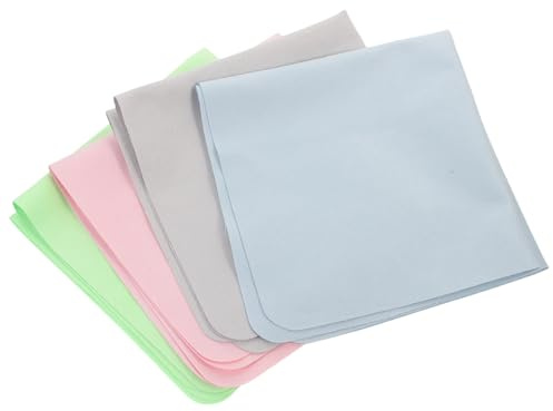 Paño Limpiador de Gafas 4 Piezas Gamuza Cuadrado Reutilizable | Limpieza Rápida de Pantallas y Monitores, Formato Grande, Acabado Suave y Colores Variados