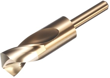 sourcing map 30mm Drill Bit 1/2 Reduced Shank M2 High-Speed Steel | Round Twist Gold Finish 135° Bits for Hard Metal Stainless Steel