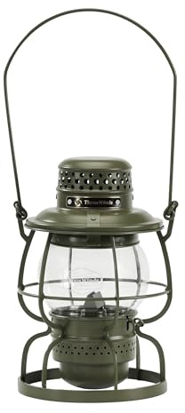 Thous Winds Petroleum Sturmlampe, Camping Laterne Petroleum, Eisenbahn Kerosin Laterne mit Tragegriff, Winddicht für Outdoor, Camping, Wandern, Terrasse, Picknick - Olivgrün