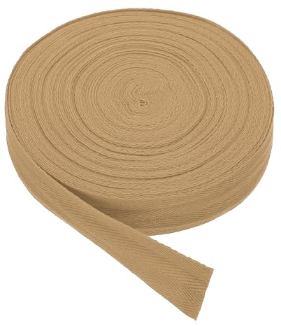 PATIKIL Cinta De Tela De Algodón Sarga 1.2 Pulgadas 23 Yardas Cinta De Algodón Cinta Sesgada Para Ribete Trenzado Para Coser Envoltura De Regalo Manualidades DIY Marrón Claro