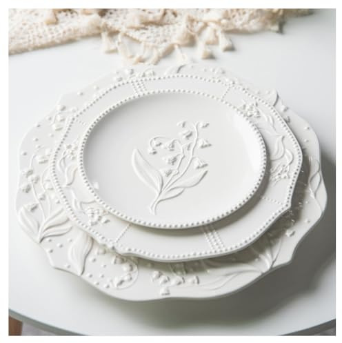 En Relieve De La Serie Del Valle Cerámica Placa Pasta Pastelería Postre Profundo Hogar Vegetal (Plato de 3 piezas)