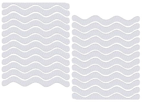 24 Pcs non slip bath stickers - wave shaped anti slip bath stickers - transparent self adhesive non slip shower stickers - suitable for bathtubs, stairs, shower rooms, and other slippery surfaces