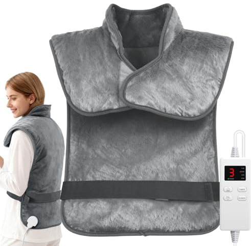 Heating Pad for Back Pain Relief, 24x33 Wearable Electric Heat Wrap for Neck Shoulders Back, 6 Heat Levels & 4 Timers, Auto-Off, Gift for Mom Dad Women Men
