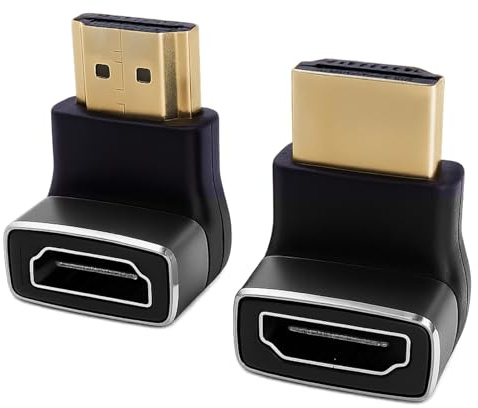 2 Pièces Adaptateur HDMI Coudé 8K, câble HDMI 2.1 et Rallonge HDMI Male Femelle, Coudé 90° et 270°, Connecteur Angle Droit Plaqué Or, Compatible TV, Moniteur, Laptop, Console, Prise HD MI Fiable