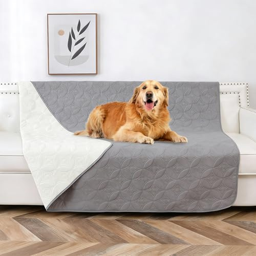 MFUSUL Manta para Perros, Lavable a Máquina Mantas para Perros Grandes y Medianos, Protector Sofa Impermeable, Ideal para Coche Cama Sofá, 132x208 cm, Gris