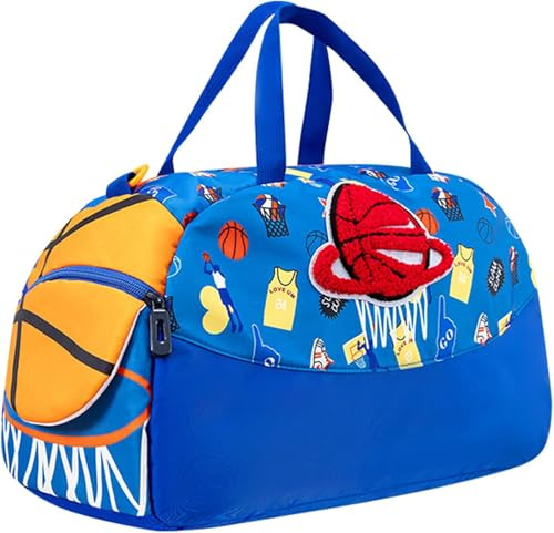 Sportväska barn simväska pojkar flickor vattentät badväska weekending resväska söt utomhus fotbollsväska duffelväska för resor, fitness, sport, skolan är 45 x 20 x 24 cm