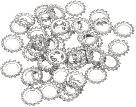 QUARKZMAN 50 Pcs Arandelas De Bloqueo Con Dientes Externos De Acero Inoxidable 304. Arandela De Seguridad Estrella M8 Arandela Dentada Para Tornillos Equipos Mecánicos Herrajes. Plateado