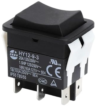 6-Poliger Wippschalter HY12-9-3 Drucktastenschalter 125/250V 20A 2HP Druckknopf Ausgeschaltet auf Industrial Electric Ripper Switch für Industrie-Elektrowerkzeugen