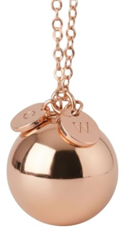 Maroussel Bola grossesse personnalisé initiales plaqué or rose - Collier bola grossesse or rose personnalisable - Collier femme enceinte avec lettre gravée - Cadeau pour future maman fait main