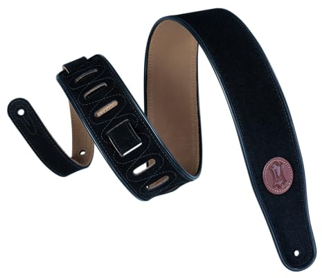 Levy's Leathers 2 1/2 Signature Series Suede Guitar Strap with Black Decorative Piping; Black (MSS3-BLK)