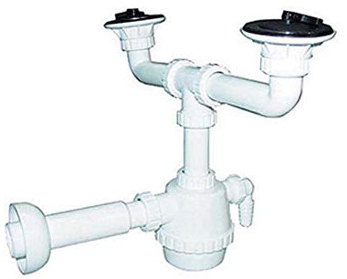 Sifone PVC 2 vie con piletta e scarico lavatrice con canotto 11/4