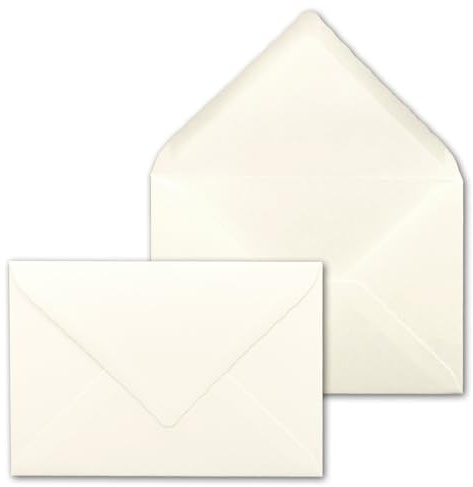 50 Brief-Umschläge mit Wellenschnitt - Natur-Weiß - DIN C5-16,2 x 22,9 cm - 120 gr - mit wellenförmigen Rändern - Nassklebung - FarbenFroh by GUSTAV NEUSER