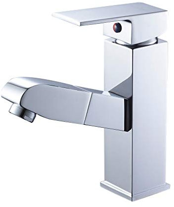 Auralum Robinet Lavabo avec Douchette Extractible Robinet Salle de Bain Laiton Chromé Mitigeur de Lavabo Eau Froide et Chaude Robinetterie pour Salle de Bain