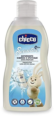 Chicco Detergente Biberon, Ciucci e Stoviglie 300ml, Senza Coloranti e Fragranze, Formula con Ingredienti di Origine Naturale, Igiene Sicura per Neonato