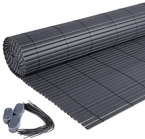 Laneetal Clôture en PVC, Canisse Plastique, Palissade de Protection Visuelle Anti-UV, Résistant aux Intempéries Brise-Vue pour Balcon, Jardin, Terrasse, Gris, 90 x 400 cm